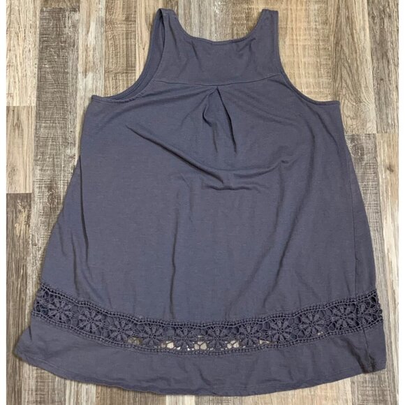 Mossimo Supply Co Womens Blue Gray Sleeveless Tank Top Crochet Lace Hi-Lo Hem M - Picture 6 of 13